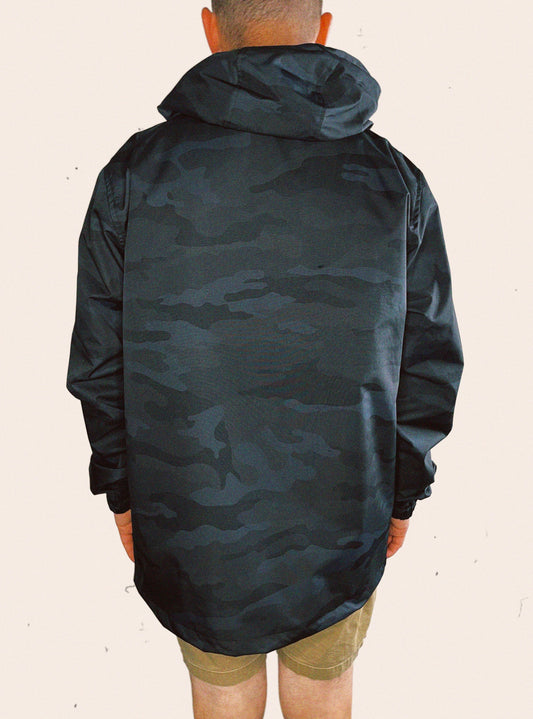 Black camo Independent Trading Company Hooded Anorak Jacket